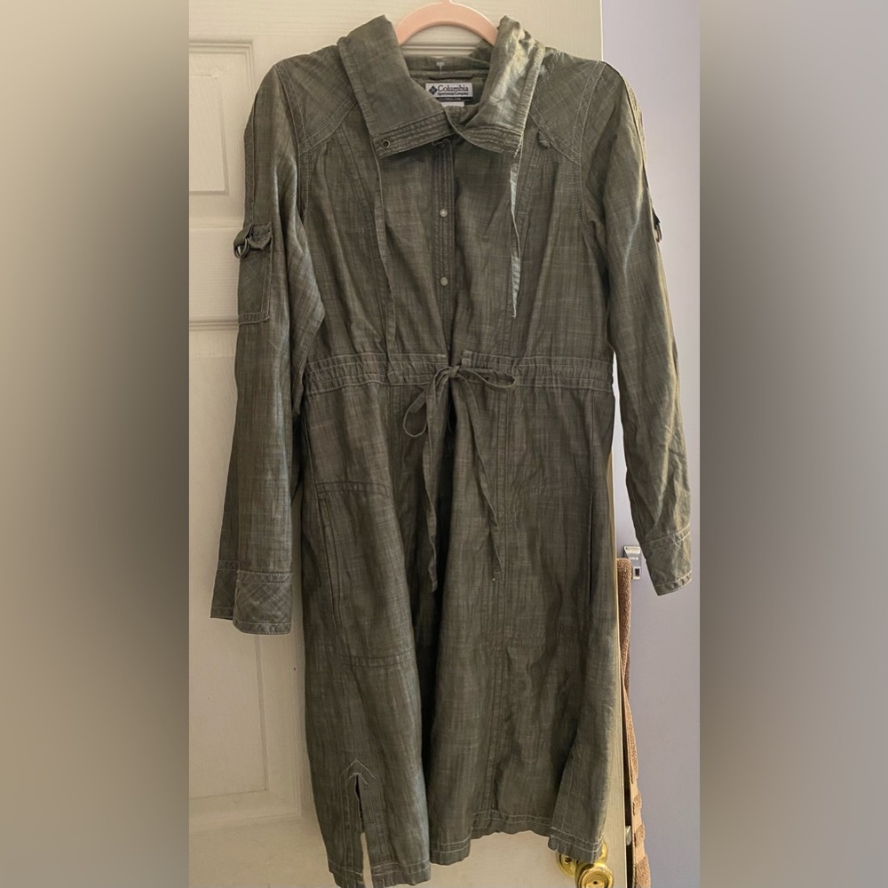 Olive Green Long Utility Shirt Dress